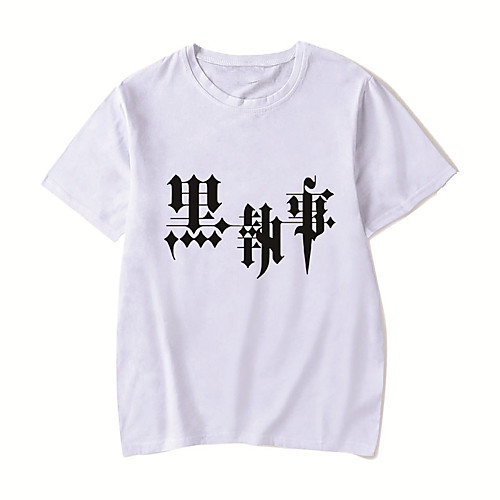 

Men's Unisex Tee T shirt Hot Stamping Anime Graphic Prints Plus Size Kuroshitsuji Print Short Sleeve Casual Tops Cotton Basic Designer Big and Tall White Black Red