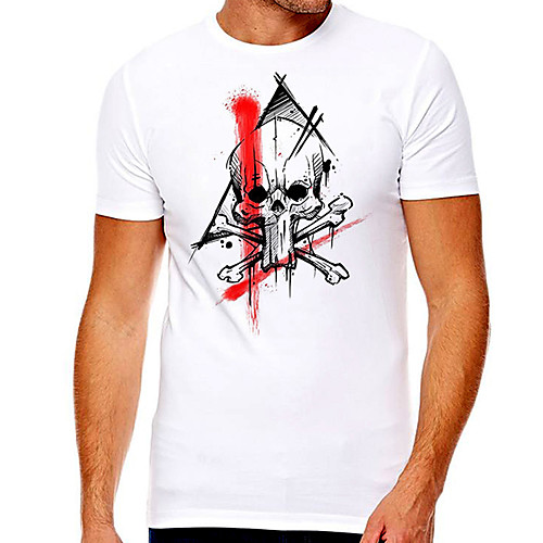 

Men's Unisex Tee T shirt Hot Stamping Graphic Prints Skull Plus Size Print Short Sleeve Casual Tops Cotton Basic Designer Big and Tall White