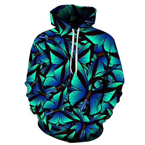 

Men's Unisex Plus Size Pullover Hoodie Sweatshirt Butterfly Graphic Prints Print Hooded Casual Daily Holiday 3D Print Basic Designer Hoodies Sweatshirts Long Sleeve Purple Yellow Army Green