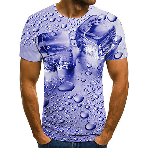 

Men's Unisex Tee T shirt Shirt 3D Print Paisley Graphic Prints Plus Size Print Short Sleeve Casual Tops Basic Fashion Designer Big and Tall Round Neck Blue