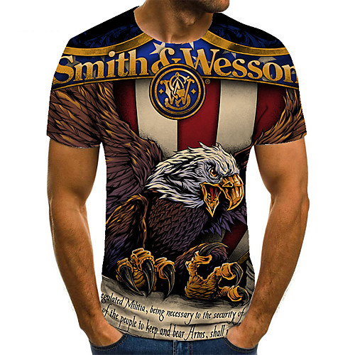 

Men's Unisex Tee T shirt Shirt 3D Print Graphic Prints Eagle Plus Size Print Short Sleeve Casual Tops Basic Fashion Designer Big and Tall Round Neck Red