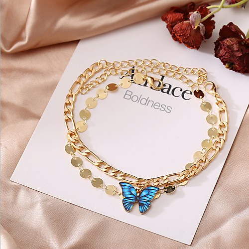 

Butterfly Anklet Stylish European Trendy Women's Body Jewelry For Anniversary Party Evening Alloy Butterfly Gold