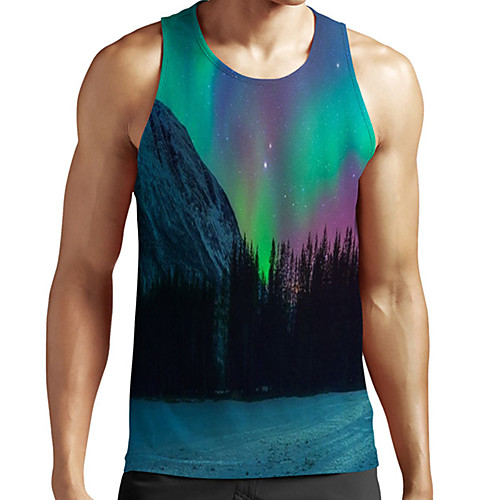 

Men's Unisex Tank Top Undershirt 3D Print Scenery Graphic Prints Plus Size Print Sleeveless Casual Tops Basic Fashion Designer Breathable Blue