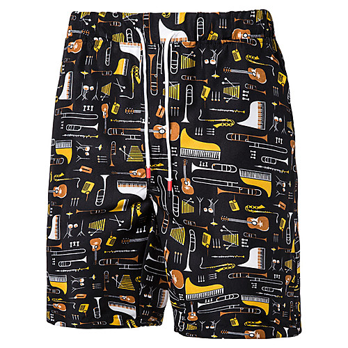 

Men's Casual Casual Holiday Shorts Pants Graphic Leaf Knee Length Black