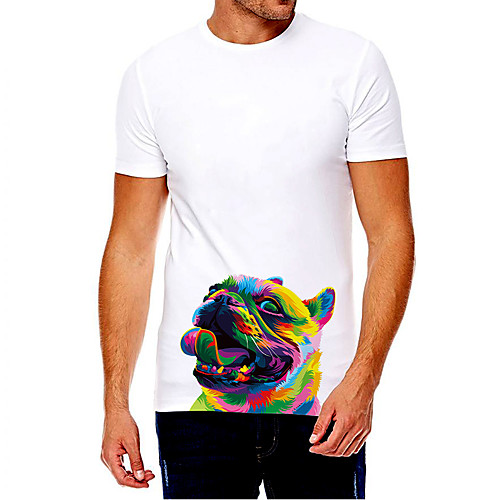 

Men's Unisex Tee T shirt Hot Stamping Dog Graphic Prints Animal Plus Size Print Short Sleeve Casual Tops Cotton Basic Fashion Designer Big and Tall White