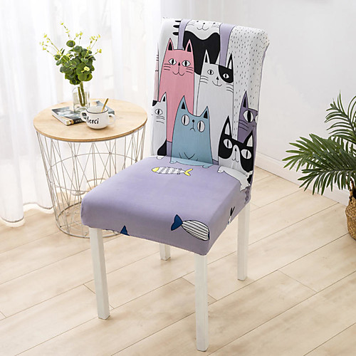 

Pet Cat Print Super Soft Chair Cover Stretch Removable Washable Dining Room Chair Protector Slipcovers Home Decor Dining Room Seat Cover