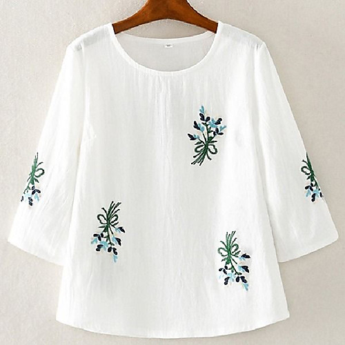 

Women's Plus Size Tops Blouse Shirt Solid Color Half Sleeve Round Neck Casual / Daily Navy Orange White Big Size L. XL. M 2XL 3XL / Cotton / Cotton