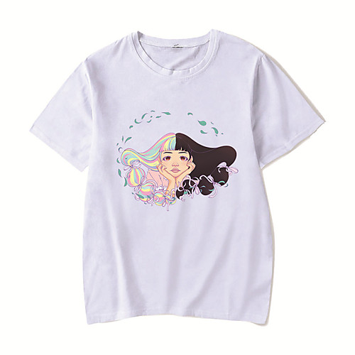

Men's Unisex Tee T shirt Hot Stamping Anime Graphic Prints Plus Size Melanie Print Short Sleeve Casual Tops Cotton Basic Designer Big and Tall White Black Red