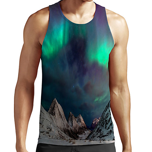 

Men's Unisex Tank Top Undershirt 3D Print Scenery Graphic Prints Plus Size Print Sleeveless Casual Tops Basic Fashion Designer Breathable Green