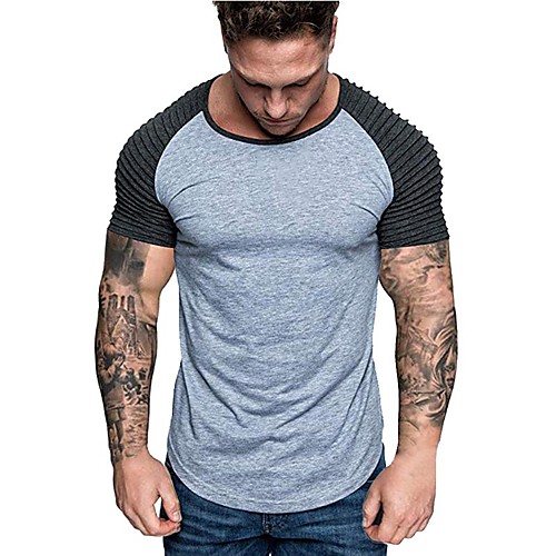 

Men's T shirt non-printing Color Block Short Sleeve Casual Tops Casual Fashion Sports White Black Red