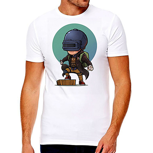 

Men's Unisex Tee T shirt Hot Stamping Cartoon Graphic Prints Plus Size Print Short Sleeve Casual Tops Cotton Basic Fashion Designer Big and Tall White