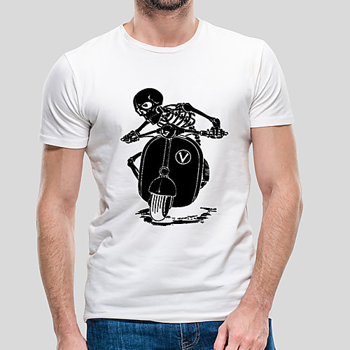 

Men's Unisex Tee T shirt Hot Stamping Graphic Prints Skull Plus Size Print Short Sleeve Casual Tops Cotton Basic Designer Cool Big and Tall White