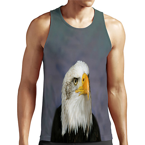 

Men's Unisex Tank Top Undershirt 3D Print Graphic Prints Eagle Animal Plus Size Print Sleeveless Casual Tops Basic Designer Big and Tall Gray