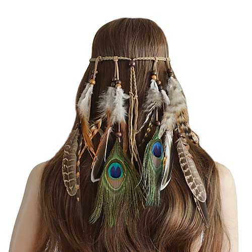 

Women's Hair Jewelry For Festival Garland Cord Feather Brown 1pc
