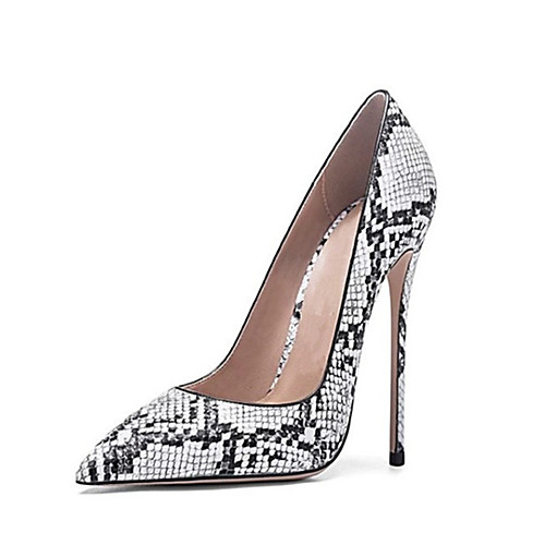 

Women's Heels Stiletto Heel Pointed Toe Leather Snake Black / White