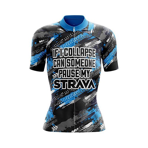 

21Grams Women's Short Sleeve Cycling Jersey Summer Spandex Polyester Blue Graffiti Bike Jersey Top Mountain Bike MTB Road Bike Cycling Quick Dry Moisture Wicking Breathable Sports Clothing Apparel