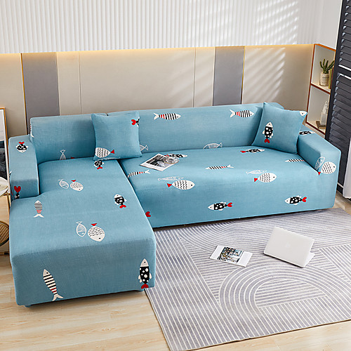 

Ocean Situation Sofa Cover 1-Piece Couch Cover Fit for 1-4 Seater L-shape Couch Soft Stretch Slipcover Spandex Jacquard Fabric Easy to Install(1 Free Cushion Cover)