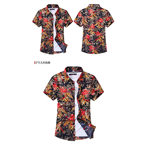 

Men's Shirt Other Prints Floral Graphic Short Sleeve Casual Tops Fashion Black