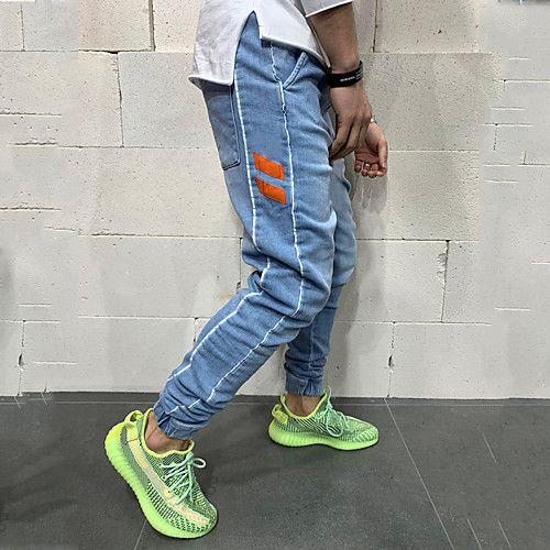 

Men's Simple Jeans Pants Solid Color Print Blue