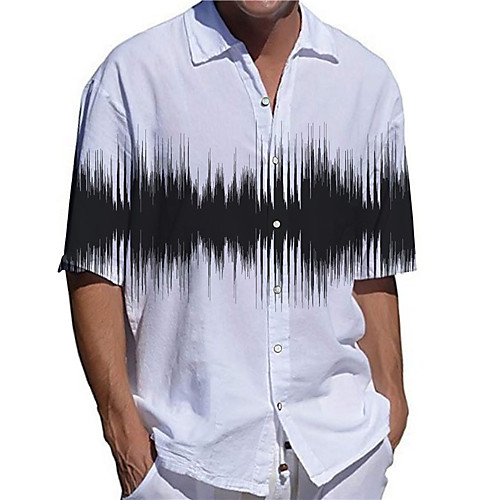 

Men's Shirt 3D Print Graphic Prints Plus Size 3D Print Button-Down Short Sleeve Casual Tops Casual Fashion Streetwear Breathable White / Sports