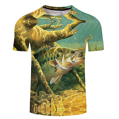 

Men's Unisex Tee T shirt 3D Print Graphic Prints Rudder Animal Plus Size 3D Print Print Short Sleeve Casual Tops Basic Designer Big and Tall Blue-Green Blue Yellow