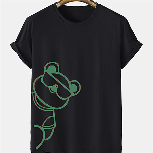 

Men's Unisex Tee T shirt Hot Stamping Graphic Prints Bear Plus Size Short Sleeve Casual Tops 100% Cotton Basic Designer Big and Tall White Black Khaki