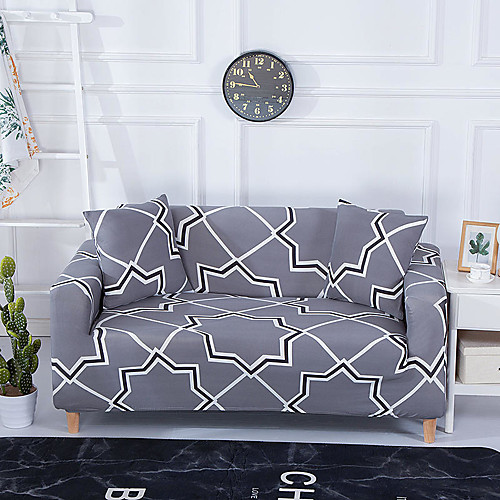 

Grey Grid Print Dustproof All-powerful Slipcovers Stretch Sofa Cover Super Soft Fabric Couch Cover with One Free Boster Case(Chair/Love Seat/3 Seats/4 Seats)