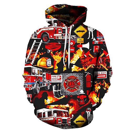 

Men's Unisex Plus Size Pullover Hoodie Sweatshirt Graphic Prints Flame Print Hooded Casual Daily Holiday 3D Print Basic Designer Hoodies Sweatshirts Long Sleeve Red