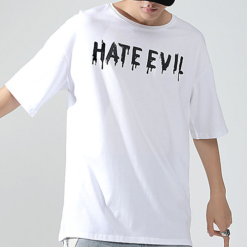 

Men's Unisex Tee T shirt Hot Stamping Graphic Prints Letter Plus Size Short Sleeve Casual Tops 100% Cotton Basic Vintage Designer Big and Tall White Black