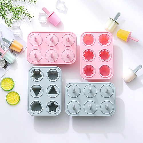 

6 Grids Silicone Ice Cream Popsicle Mold 2PCS Set Handmade Homemade DIY Making Ice Box Popsicle Mold