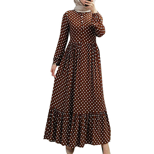 

Women's Swing Dress Maxi long Dress Black (without turban) Brown (without headscarf) Red (without headscarf) Bean green (without turban) Long Sleeve Solid Color Spring Summer Casual / Daily 2021 M L