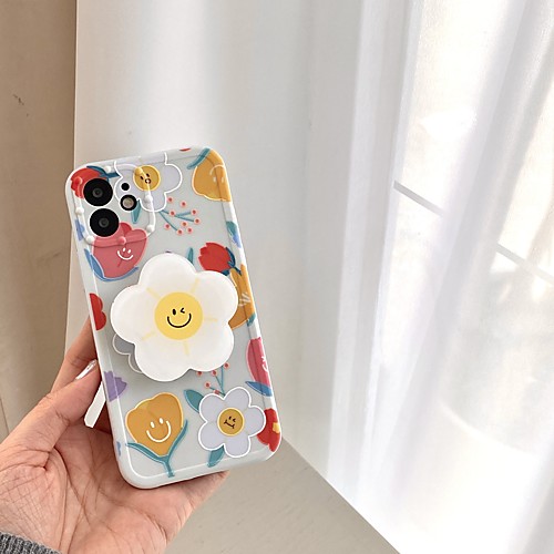 

Phone Case For Apple Back Cover iPhone 12 Pro Max 11 SE 2020 X XR XS Max 8 7 Shockproof Dustproof with Stand Cartoon Flower TPU