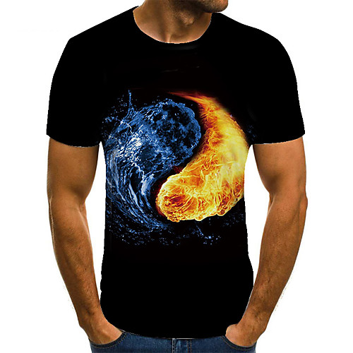 

Men's Unisex Tee T shirt 3D Print Graphic Prints Flame Plus Size Print Short Sleeve Casual Tops Basic Fashion Designer Big and Tall Black