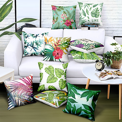 

Double Side Cushion Cover 1PC Faux Linen Soft Decorative Square Pillowcase for Sofa Bedroom Car Chair Superior Quality Outdoor Cushion for Patio Garden Farmhouse Bench Couch