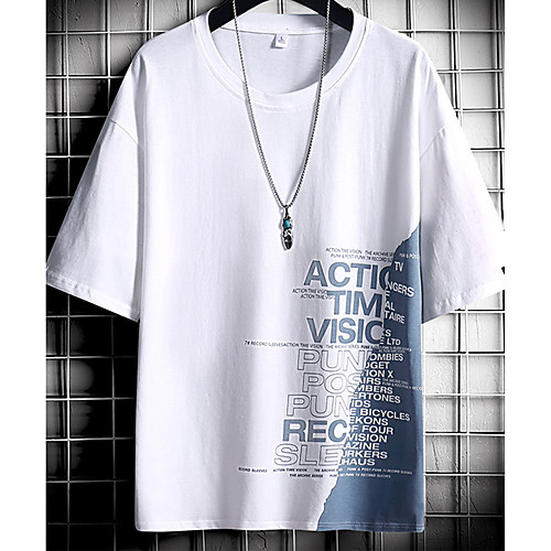 

Men's Unisex Tee T shirt Hot Stamping Graphic Prints Letter Plus Size Print Short Sleeve Casual Tops Cotton Basic Fashion Designer Big and Tall White Khaki