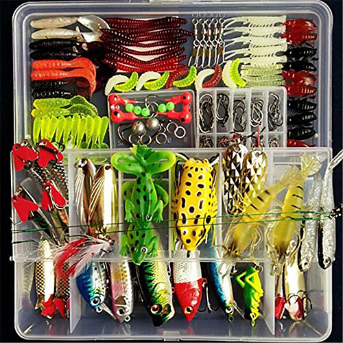 

180 pcs Lure kit Fishing Lures Hard Bait Soft Bait Spoons Minnow Popper Vibration / VIB Frog Bass Trout Pike Freshwater and Saltwater