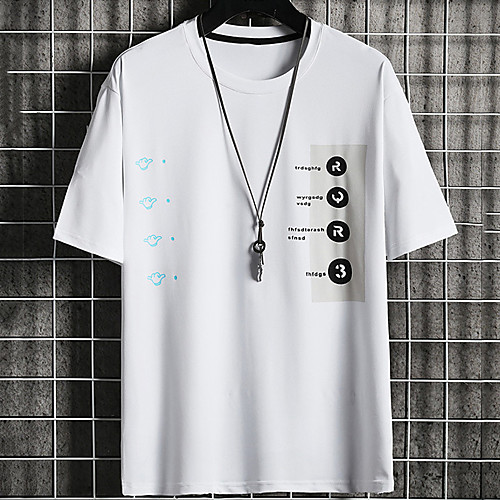 

Men's Unisex Tee T shirt Hot Stamping Graphic Prints Letter Plus Size Print Short Sleeve Casual Tops Cotton Basic Fashion Designer Big and Tall White Black Khaki