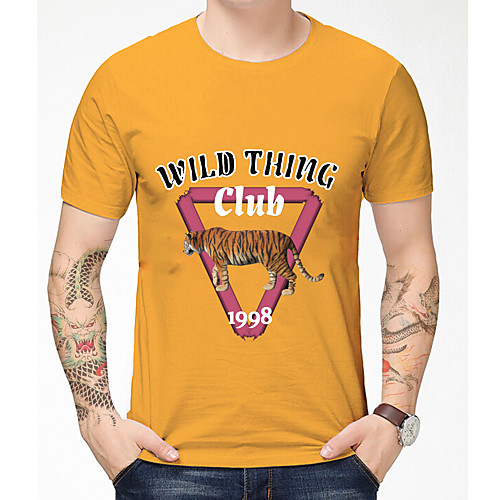 

Men's Unisex Tee T shirt 3D Print Graphic Prints Tiger Animal Plus Size Print Short Sleeve Casual Tops Basic Designer Big and Tall Orange