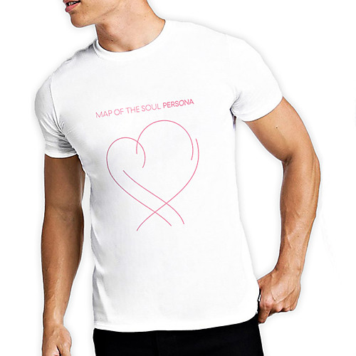

Men's Unisex Tee T shirt Hot Stamping Heart Graphic Prints Letter Plus Size Print Short Sleeve Casual Tops Cotton Basic Fashion Designer Big and Tall White