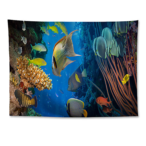 

Wall Tapestry Art Decor Blanket Curtain Hanging Home Bedroom Living Room Decoration Polyester Fish Coral