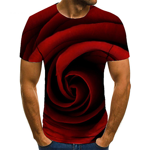 

Men's Unisex Tee T shirt 3D Print Graphic Prints Spiral Stripe Plus Size Print Short Sleeve Casual Tops Basic Fashion Designer Big and Tall Red