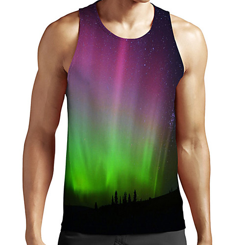 

Men's Unisex Tank Top Undershirt 3D Print Scenery Graphic Prints Plus Size Print Sleeveless Casual Tops Basic Fashion Designer Breathable Purple