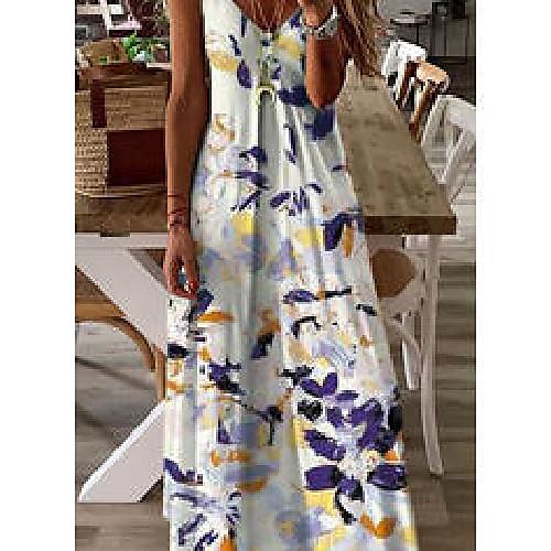 

Women's Shift Dress Maxi long Dress Blushing Pink color Green Sleeveless Pattern Summer Casual / Daily 2021 S M L XL XXL XXXL