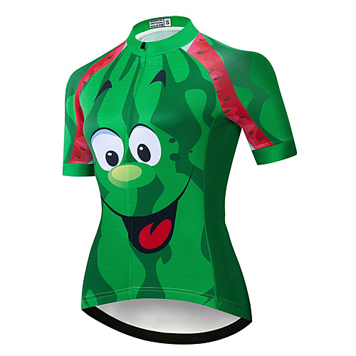 

21Grams Women's Short Sleeve Cycling Jersey Summer Spandex Polyester Green 3D Watermelon Fruit Bike Jersey Top Mountain Bike MTB Road Bike Cycling Quick Dry Moisture Wicking Breathable Sports