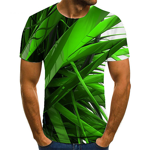 

Men's Unisex Tee T shirt 3D Print Graphic Prints Leaves Plus Size Print Short Sleeve Casual Tops Basic Fashion Designer Big and Tall Green