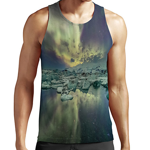 

Men's Unisex Tank Top Undershirt 3D Print Scenery Graphic Prints Plus Size Print Sleeveless Casual Tops Basic Fashion Designer Breathable Blue