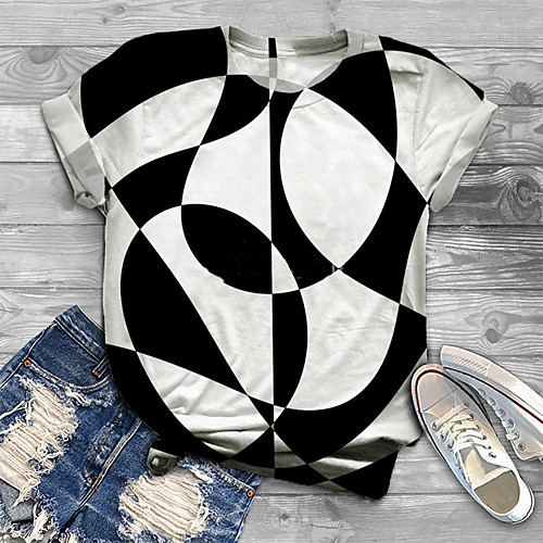 

Women's Plus Size Tops T shirt Graphic 3D Print Short Sleeve Crewneck Basic Black Big Size XL XXL 3XL 4XL 5XL / Holiday
