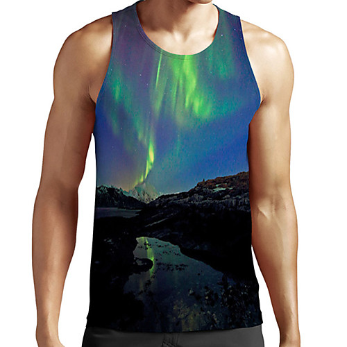 

Men's Unisex Tank Top Undershirt 3D Print Scenery Graphic Prints Plus Size Print Sleeveless Casual Tops Basic Fashion Designer Breathable Green