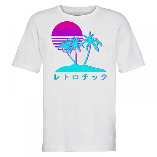 

Men's Unisex Tee T shirt Hot Stamping Graphic Prints Coconut Tree Plus Size Print Short Sleeve Casual Tops Cotton Basic Fashion Designer Big and Tall White
