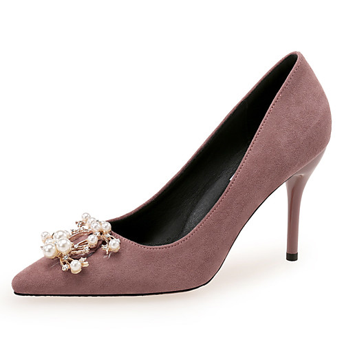 

Women's Heels Stiletto Heel Pointed Toe Suede Pearl Solid Colored Burgundy Black Gray